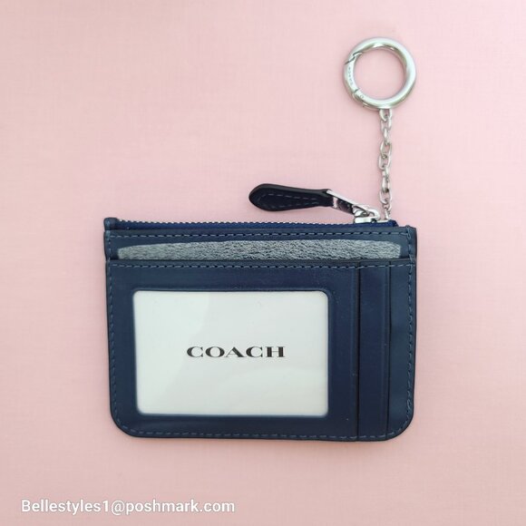 COACH Mini Skinny ID Card Case in Denim Signature- Deep Blue multi color⭐ - Picture 5 of 16